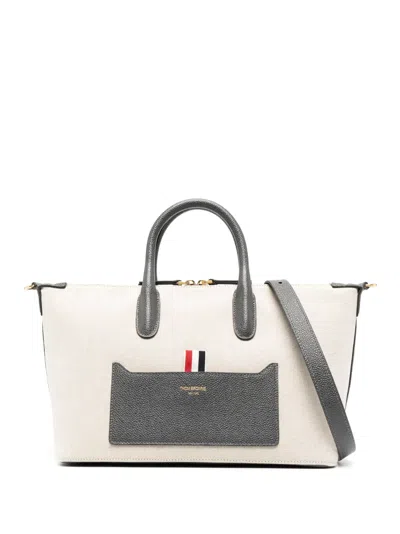 Thom Browne Grosgrain-loop Tote Bag In Neutrals