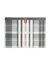 Thom Browne Grosgrain-loop Trim Clutch Bag In Gray
