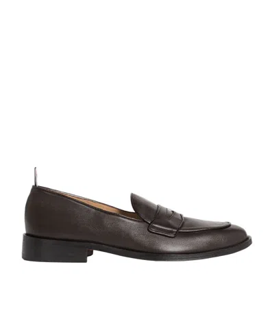 Thom Browne Grosgrain-loop Trim Loafers In Brown