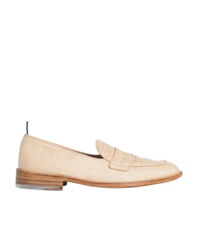 Thom Browne Grosgrain-loop Trim Loafers In Nude
