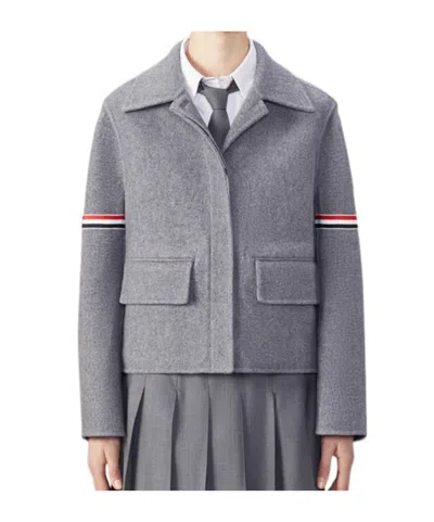 THOM BROWNE GROSGRAIN-STRIPE BRUSHED JACKET