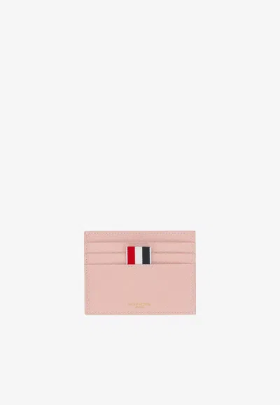 Thom Browne Grosgrain Stripe Logo Cardholder In Pink
