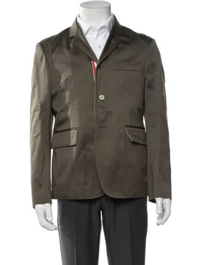 Pre-owned Thom Browne Grosgrain Trim Blazer In Green