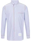 Thom Browne Camicia Button Down Con Finiture In Gros Grain In Blue