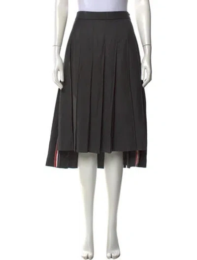 Pre-owned Thom Browne Grosgrain Trim Midi Length Skirt In Gray