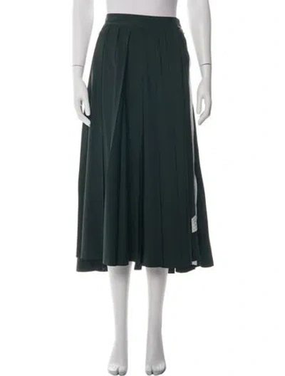Pre-owned Thom Browne Grosgrain Trim Midi Length Skirt In Green