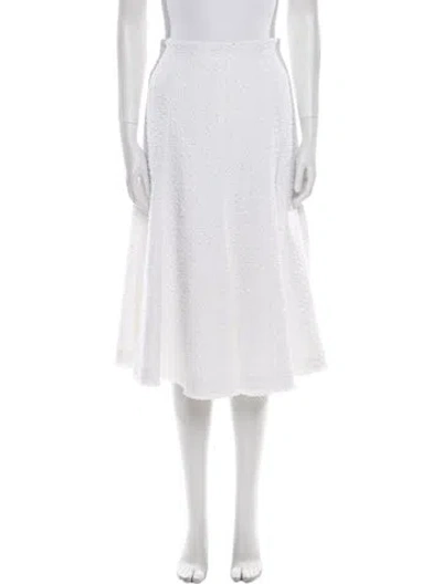 Pre-owned Thom Browne Grosgrain Trim Midi Length Skirt In White