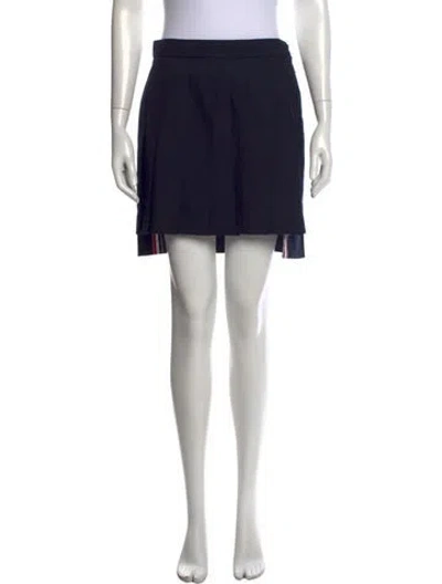 Pre-owned Thom Browne Grosgrain Trim Mini Skirt In Blue