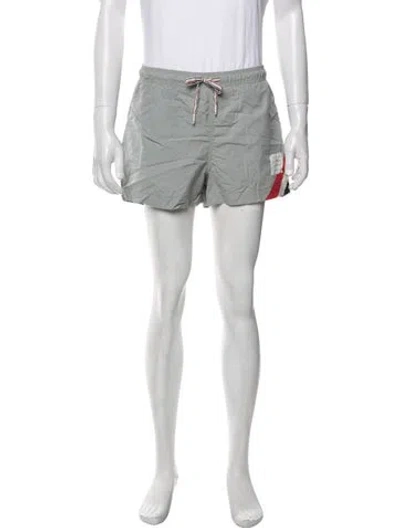 Pre-owned Thom Browne Grosgrain Trim Swim Trunks In Gray
