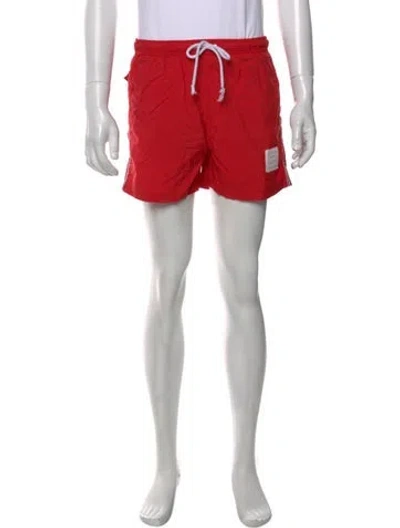 Pre-owned Thom Browne Grosgrain Trim Swim Trunks In Red