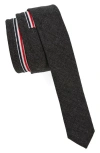 Thom Browne Grosgrain Trim Wool Tie In Gray