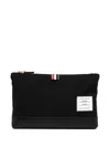 Thom Browne Large Zip Clutch Bag In Schwarz