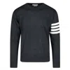Thom Browne Stripe Sleeve Sweatshirt In Grey