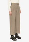 Thom Browne Gunclub Check High-waist Cropped Pants In Brown