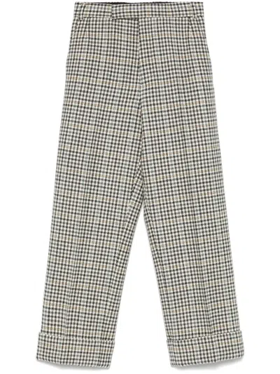 Thom Browne Gunclub-check Tweed Trousers In Gray