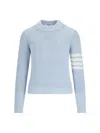 Thom Browne Half Stitch Crew Neck Cotton Pullover In Blue