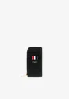 Thom Browne Half-zip Grained Leather Wallet In Black