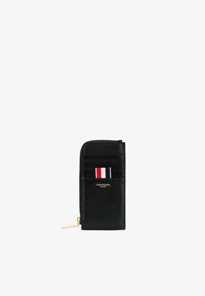 THOM BROWNE HALF-ZIP GRAINED LEATHER WALLET