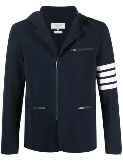 Thom Browne Half-zip Hooded Performance Jacket In Blue