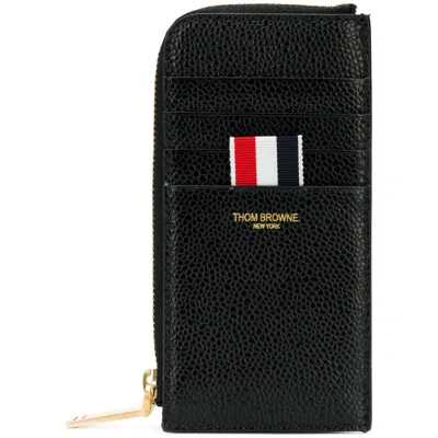 Thom Browne Half-zip Leather Wallet In Black