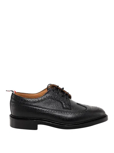 Thom Browne Hammered Leather Lace-ups In Black