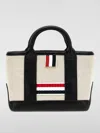 Thom Browne Striped Top Handle Shoulder Strap Tote Bag In Black