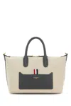 Thom Browne Woman Sand Canvas Duffle Small Handbag In Beige O Tan