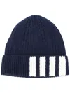 Thom Browne 4-bar Stripe Cashmere Beanie In Blue