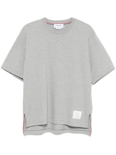 Thom Browne Heather Grey Oversized Short-sleeve Jersey Tee In Gray