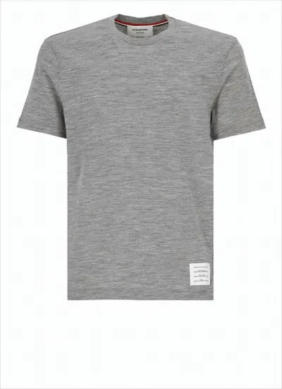 Thom Browne Heathered Grey Short-sleeve T-shirt With Tailored Fit In Gray