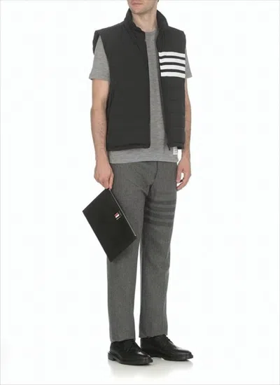 Thom Browne Heathered Grey Short-sleeve T-shirt With Tailored Fit In Gray
