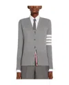Thom Browne Hector 4-bar Knitted Cotton Cardigan In Gray