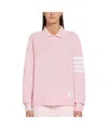 Thom Browne Hector 4-bar Long-sleeved Polo Shirt In Pink