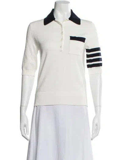 Pre-owned Thom Browne Hector 4 Bar Stripe Striped Sweater In White