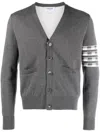 Thom Browne Hector 4-bar V-neck Cardigan In Grey