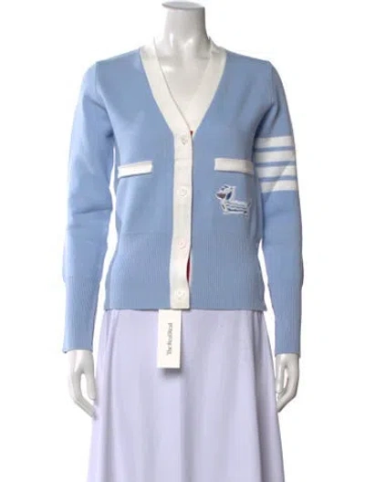 Pre-owned Thom Browne Hector 4-bar Graphic Print Sweater W/ Tags In Blue