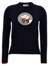 Thom Browne Blue Jacquard Pattern Sweater In Blue