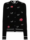Thom Browne Black Pointelle Jersey Hector & Rose Cardigan In Black