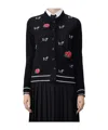Thom Browne Black Pointelle Jersey Hector & Rose Cardigan In Black