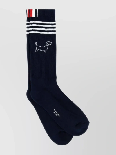 THOM BROWNE HECTOR ATHLETIC RIBBED STRETCH COTTON BLEND SOCKS