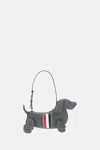 Thom Browne Pebble Full-grain Calf Leather Baby Hector Shoulder Bag In Gray