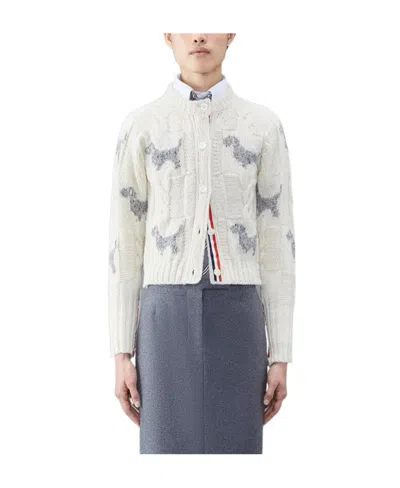 Thom Browne Hector Cable-knit Cardigan In White