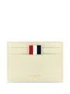 Thom Browne Hammered Calfskin Card Case In Neutral