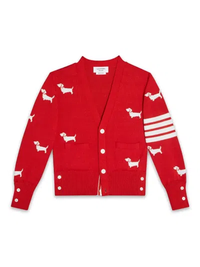 Thom Browne Kids' Hector Cardigan In Red