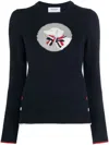 Thom Browne Hector & Bow Virgin Wool Jumper In Blue