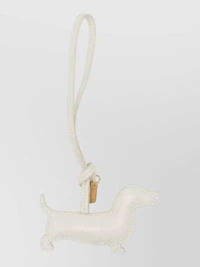 Thom Browne Hector Dog Charm Tricolor Stripe Leather In White