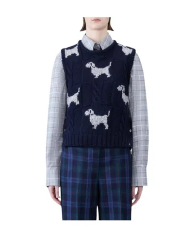 Thom Browne Hector Dog-motif Vest In Blue