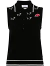 Thom Browne Polo Shirt With Rose And Hector Logo In Black