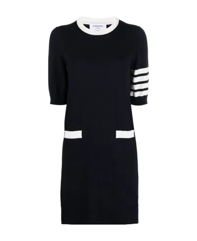 Thom Browne Hector-embroidery Knitted Minidress In Black