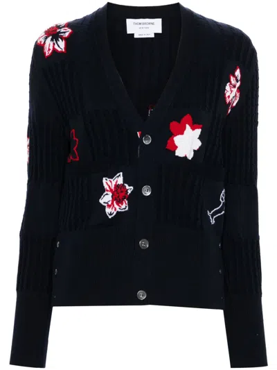 THOM BROWNE HECTOR FLORAL INTARSIA-KNIT CARDIGAN